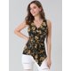 thumbnail image 3 of Top peplum envolvente con dobladillo asimétrico en la cintura con cuello en V sin mangas para mujerNegro Amarillo M, 3 of 6