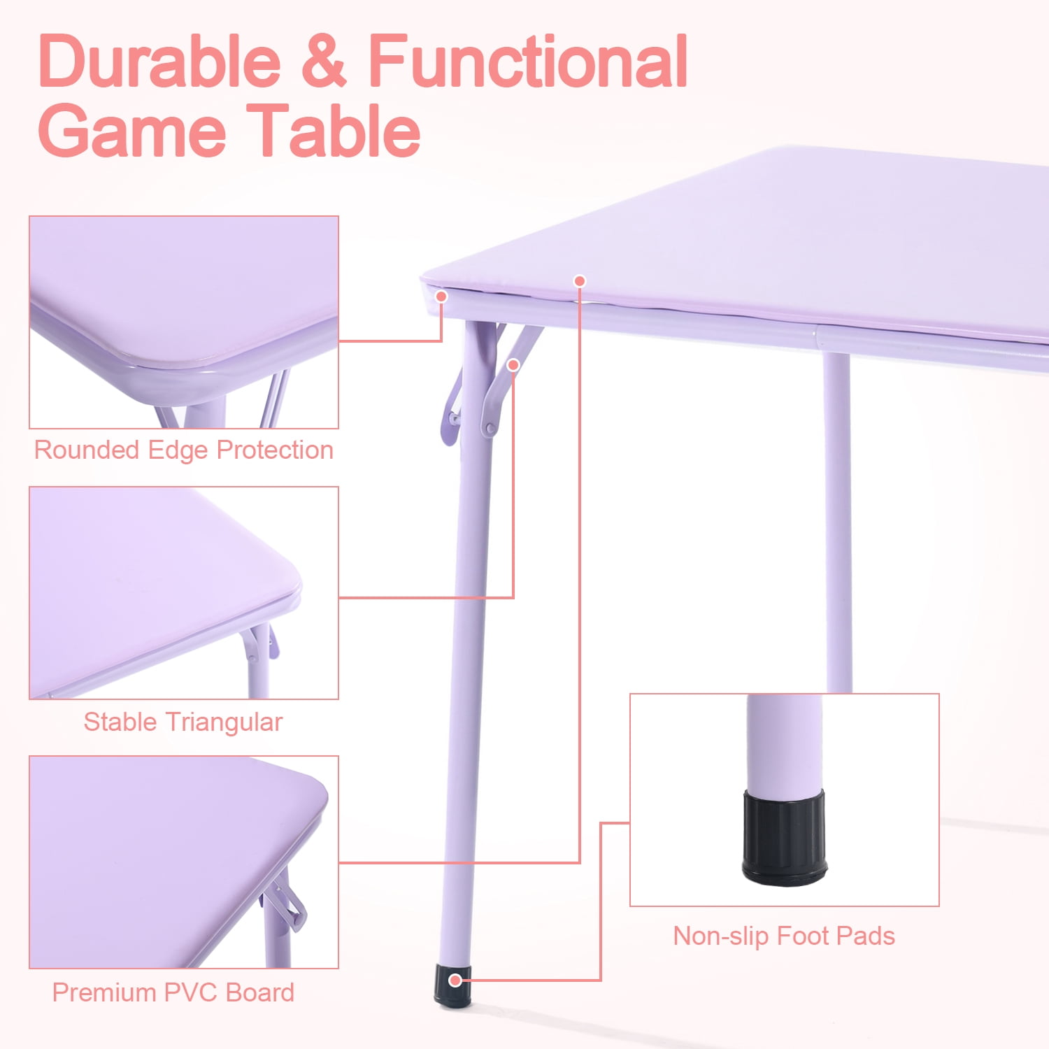 Homy Casa Kids Game Card Table and Chair Set, 5-Piece Toddler Furniture for Playroom & Preschool
