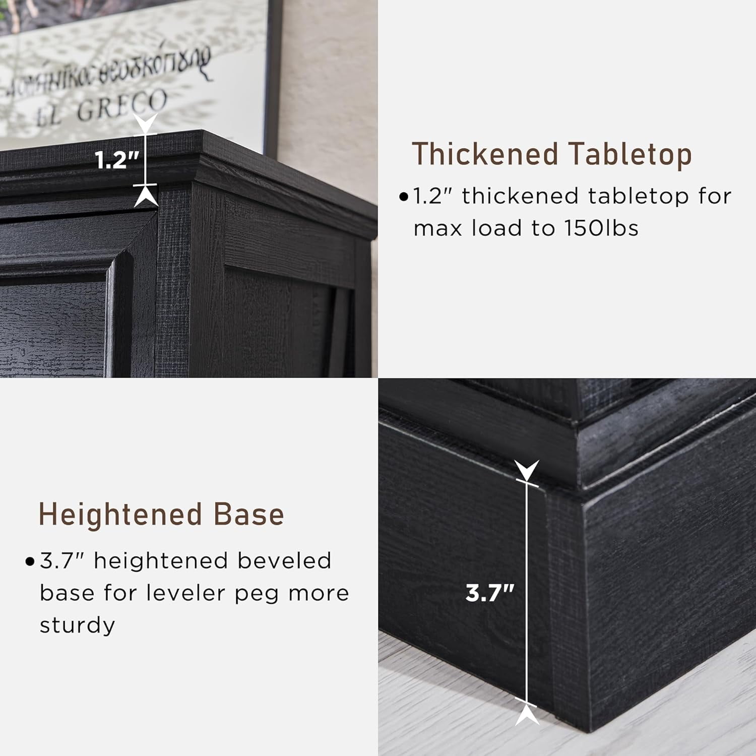 ACCOHOHO 6 Drawer Dresser for Bedroom, Farmhouse 46" High Wooden Country Style Drawer Chest, Wide Metal Handle Pull-out Storage Cabinet, Black