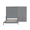 thumbnail image 5 of Queen Size Murphy Bed with Closet - Gray, Space-Saving Wall Bed, MDF/LVL, 117"x84.8", Hydraulic Lift System, Ideal for Guest Room/Home Office, 5 of 19