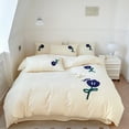thumbnail image 1 of Lindo juego de cama de oso para niñas, funda de edredón de algodón lavado coreano, edredón bordado, juego de sábanas ajustables tamaño Queen y King, 1 of 6