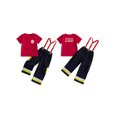 thumbnail image 2 of RUINIXCW Toddler Baby Boy Girl Firefighter Outfit Summer Clothes Kids Firefighter Costume Short Sleeve T-shirt Suspender Pants Overalls Halloween Birthday Outfits, 2 of 10