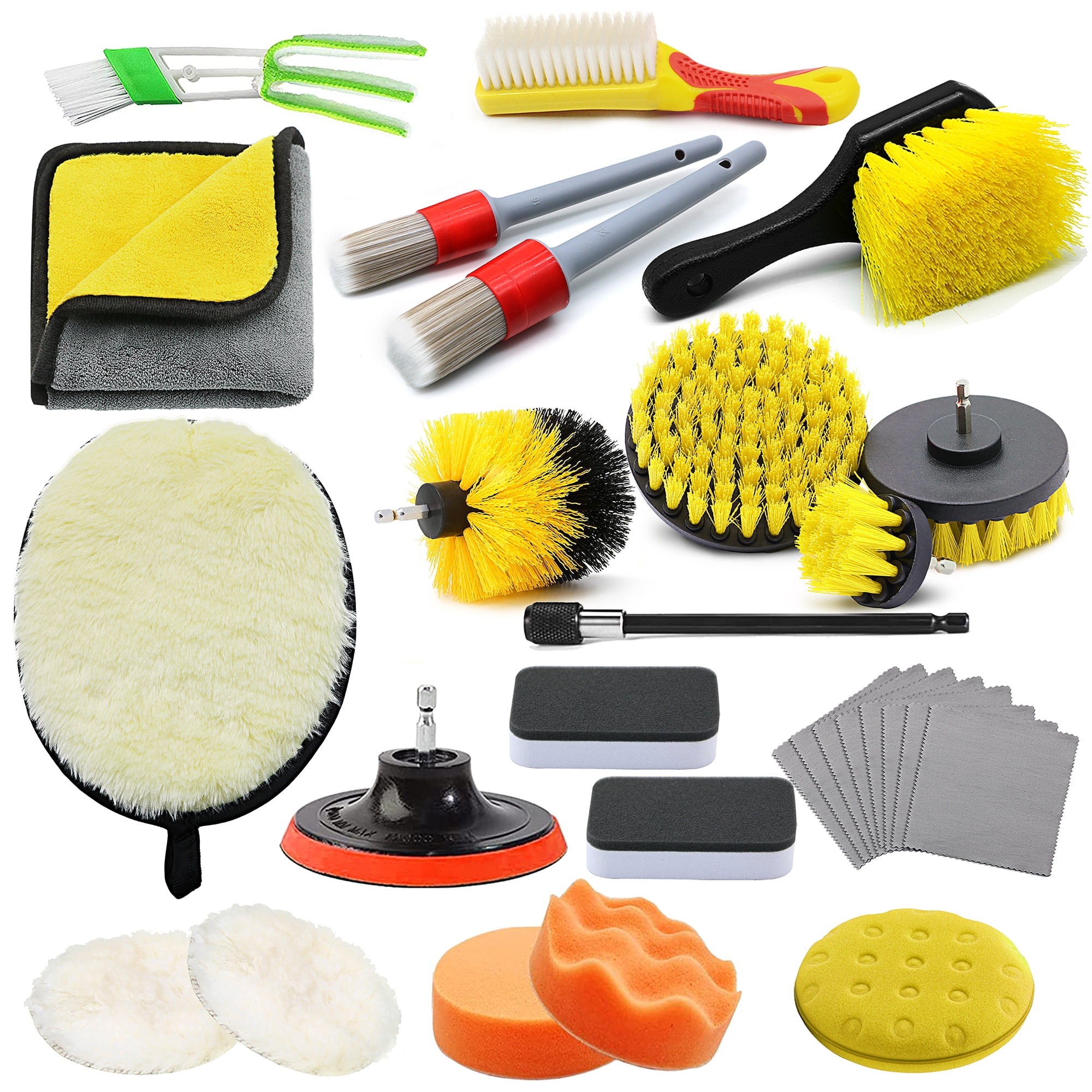 28PCS Drill Brush Attachments, Car Detailing Brush Kit for Auto