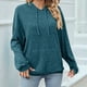 thumbnail image 5 of Sudadera con Capucha de Punto Acanalado para Mujer, Sudaderas Extragrandes con Bolsillo Tipo Canguro, Tops Casuales Holgados con Cordón Azul Marino L, 5 of 7