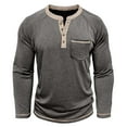 thumbnail image 4 of WTOBBY Men's Raglan Sleeve Henley Top with Button Lapel, Colored Cotton Fabric, and Four-Button Front for Base Layer Casual Wear Comfort Fit Long Sleeve Shirt ,Dark Gray M, 4 of 6