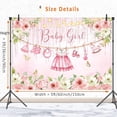thumbnail image 5 of Pink Floral Baby Shower Backdrop, Girls Baby Shower Decorations, Baby Girl Clothes Backdrops, Banner, Rose Gold Flower Photography Background, 7x5ft, 5 of 6