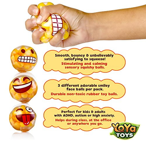 YoYa Toys DNA Emoji Stress Balls Squeezing Stress Relief and Fidget Toy 3 Diff 