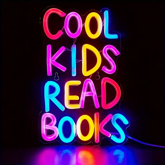 Cool Kids Read Books Neon Sign, 1 Count USB Powered Neon Sign, Indoor Decorative Light, Home Decor for Living Room, Bedroom, Study Room Decor