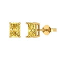 thumbnail image 2 of 2.0 Ct Emerald Cut Studs Yellow Crystal 18K Yellow Solid Gold Everyday Dainty Earrings Push Back, 2 of 7