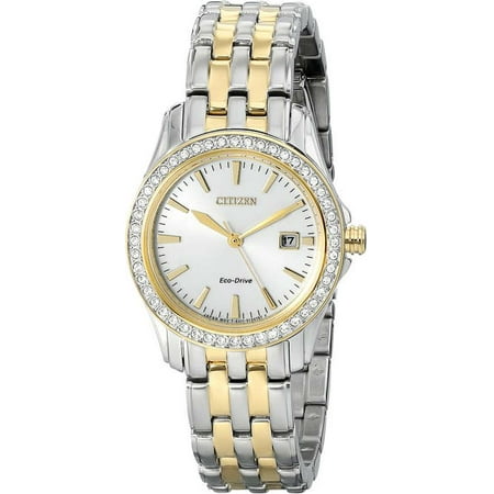 - Women's Two-Tone Citizen Eco Drive Swarovski Watch EW1908-59A