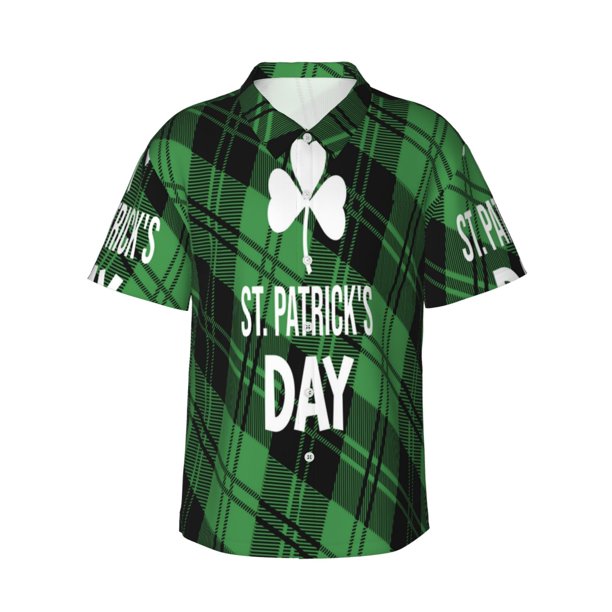 Fotbe St Patrick's day Camisa Hawaiana para Hombre Unisex – Camisa Casual de Verano con Botones de Manga Corta de Algodón y Lino,Large