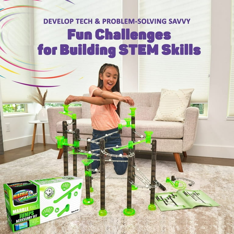 Marble Genius Kids Toy: 10 Piece Marble Run Add-On Set with Jumps
