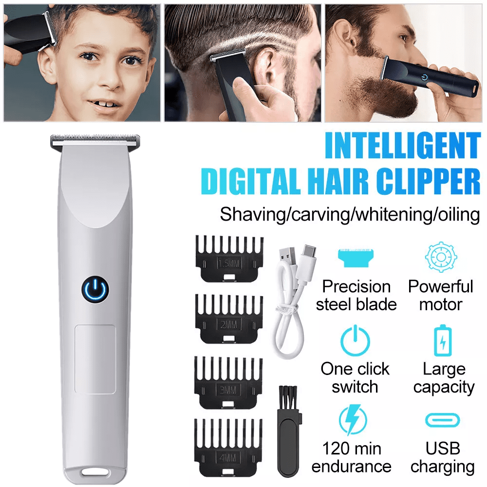 Men Pro Electric Hair Clippers Beard Trimmer Cutting Barber Shaving Machine, White