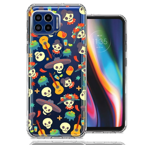 MUNDAZE For Motorola One 5G Day of the Dead Design Double Layer Phone Case Cover