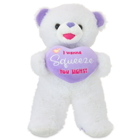 Medium Sweetheart I Wanna Squeeze You Tight Teddy Bear Plush, White, 12.5", Valentine's Day by Way To Celebrate
