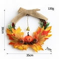 thumbnail image 5 of kjfeif Halloween Wreath,Festival Garland Fall Pumpkin Wreath Pillar Candle Wreath Decor for Table Autumn Maple Wreath Halloween Wreath Flower Centerpiece for Table Plastic Resin, 5 of 9