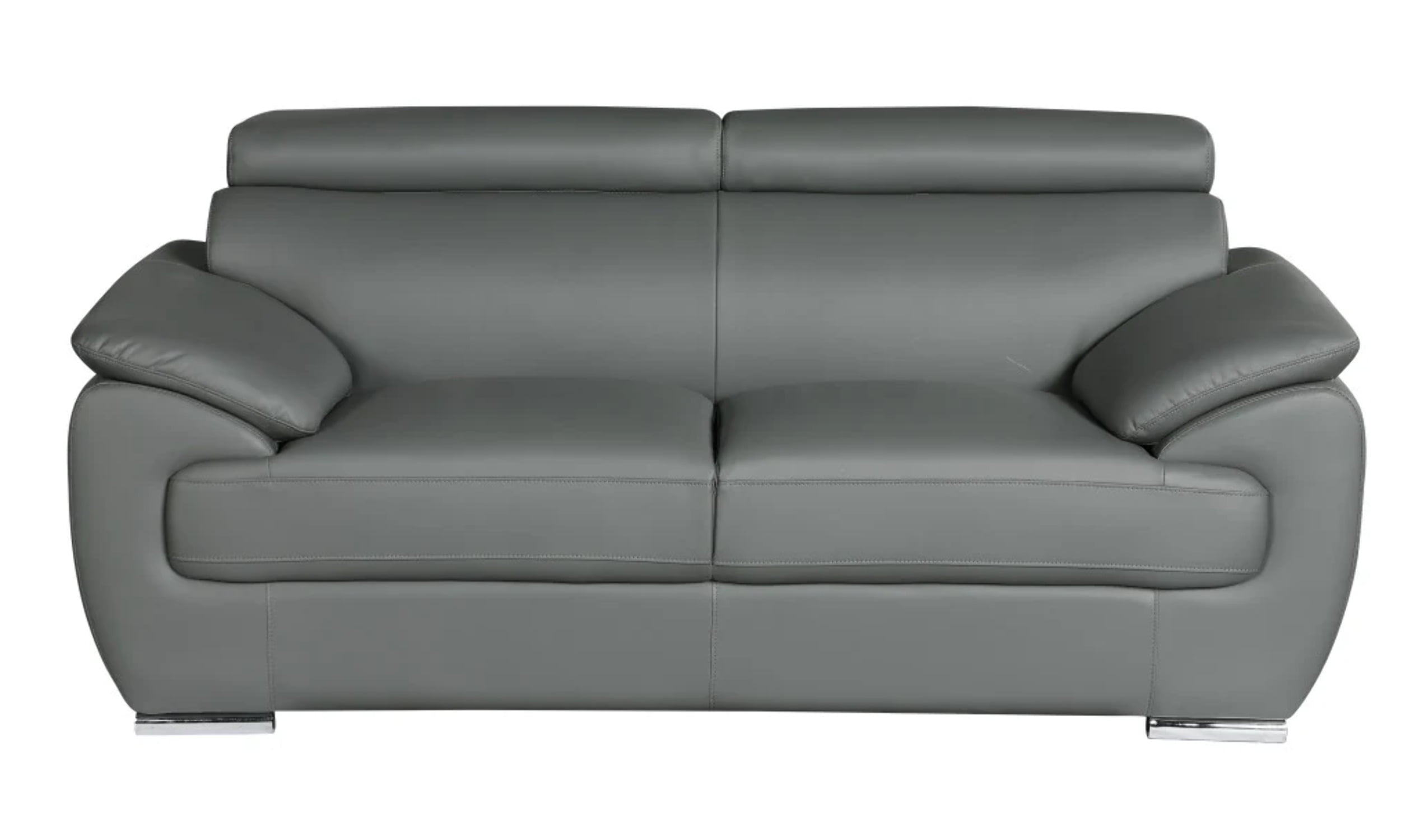 HomeRoots 329526 114 in. Captivating Grey Leather Sofa Set