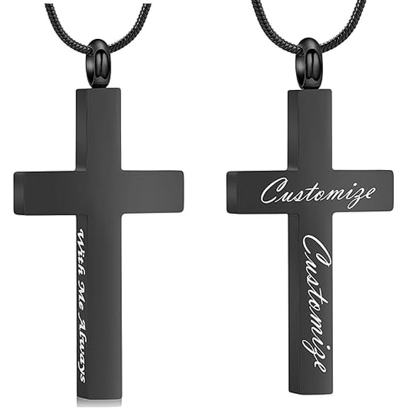 Cross Cremation Jewelry Urn Necklace for Ashes - With Me Always Cross Memorial Keepsake Pendant for Women Men Gifts With Funnel Kit
