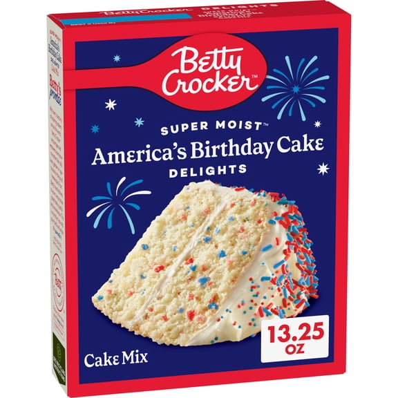 Betty Crocker Super Moist Delights Cake Mix, America's Birthday Cake, 13.25 oz