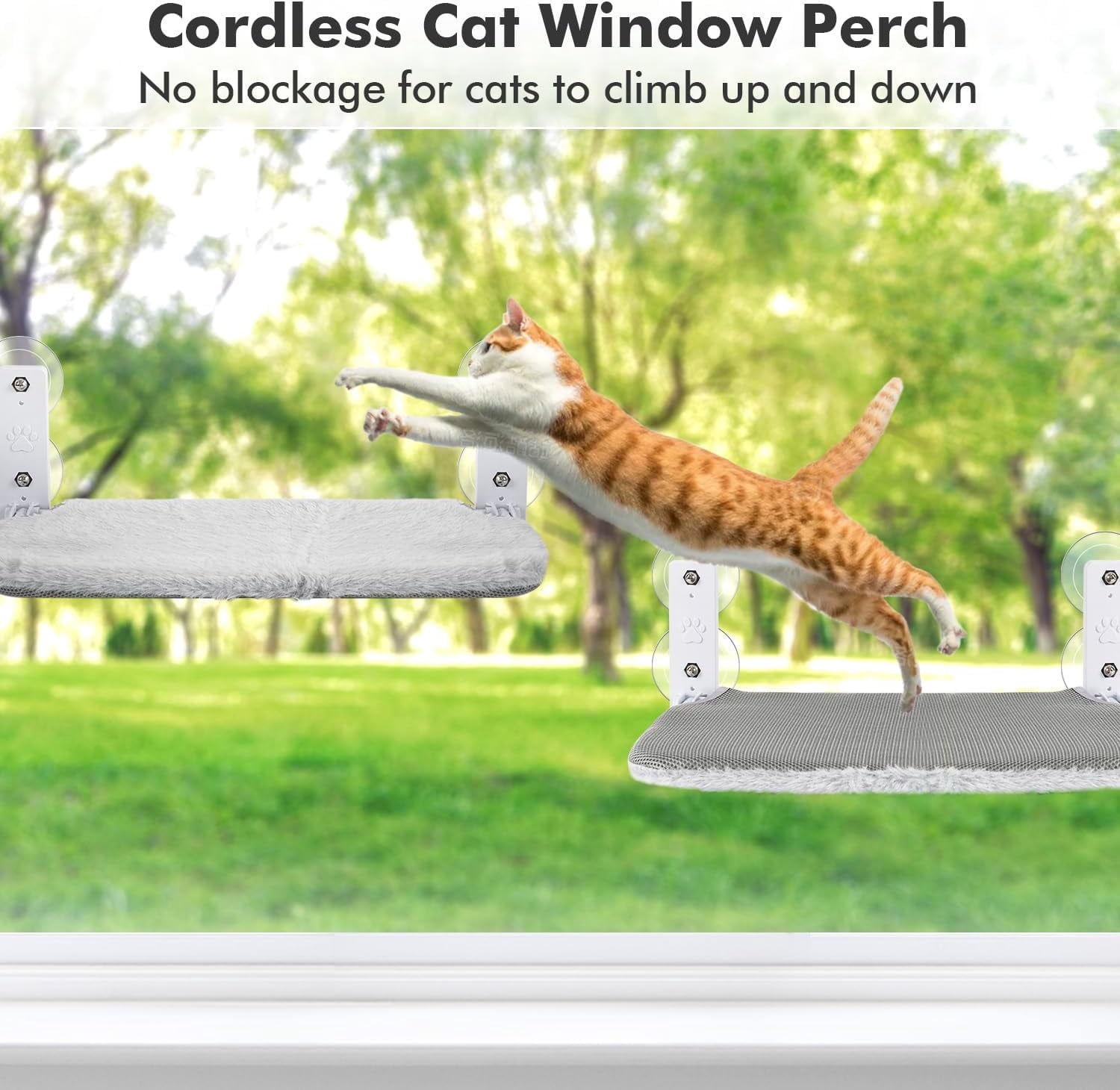 RunMin Grocery Store Cordless Cat Window Perch, Cat Hammock for Wall
