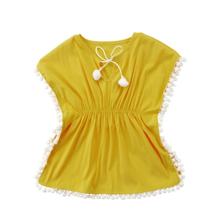 

Emmababy Baby Girls Child Cover Up Dress Beach Wear Sundress Flower Tassel Bikini Cover Up