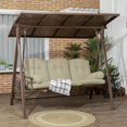 thumbnail image 2 of Outsunny Balançoire de Porche 3 Places Balançoire d'Extérieur Auvent Réglable Coussin Kaki, 2 of 10