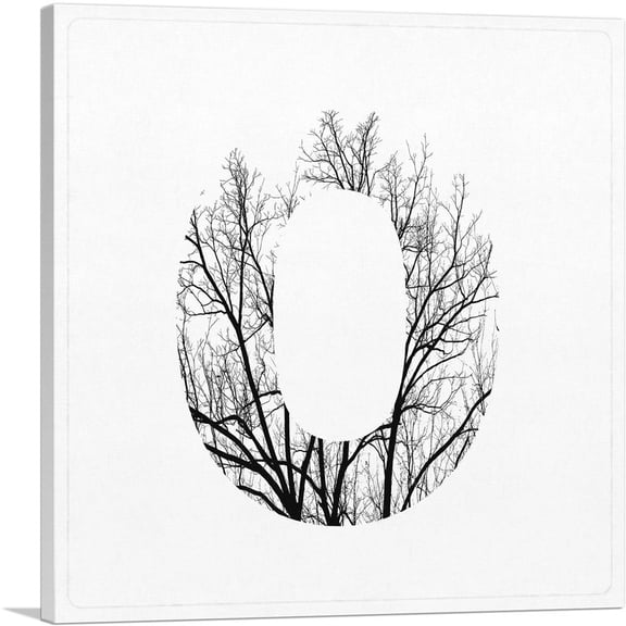 ARTCANVAS Tree Branches Alphabet Number 0 Zero Numeral Canvas Art Print - Size: 26" x 26" (1.50" Deep)