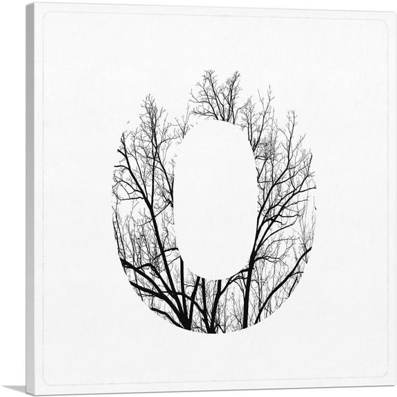 ARTCANVAS Tree Branches Alphabet Number 0 Zero Numeral Canvas Art Print - Size: 18" x 18" (1.50" Deep)