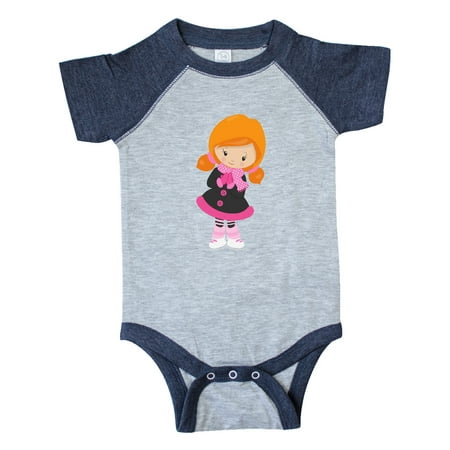 

Inktastic Ice Skating Girl Cute Girl Orange Hair Scarf Gift Baby Girl Bodysuit