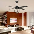 thumbnail image 3 of Cusp Barn 52 Inch Ceiling Fan with Remote, Farmhouse Caged Fandelier, Black Industrial Ceiling Fans with Quiet DC Motor, Large Fan for Living room, 3 of 11