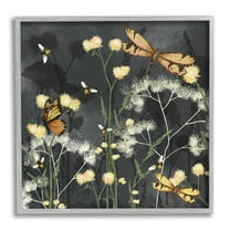 Stupell Industries Modern Herbs on Grey Botanical & Floral Painting Gray Framed Art Print Wall Art, 17 x 17