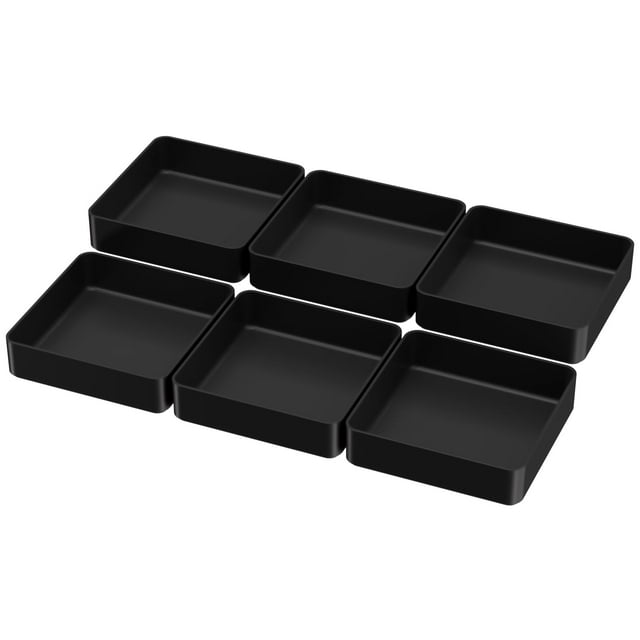Juego De 6 Organizadores De Cajones Apilables De 6.6 X 6.6 Pulgadas, Organizadores Cuadrados De Plástico Para Cajones De Tocador Y Contenedores De Almacenamiento, Bandejas Organizadoras De Cajones De