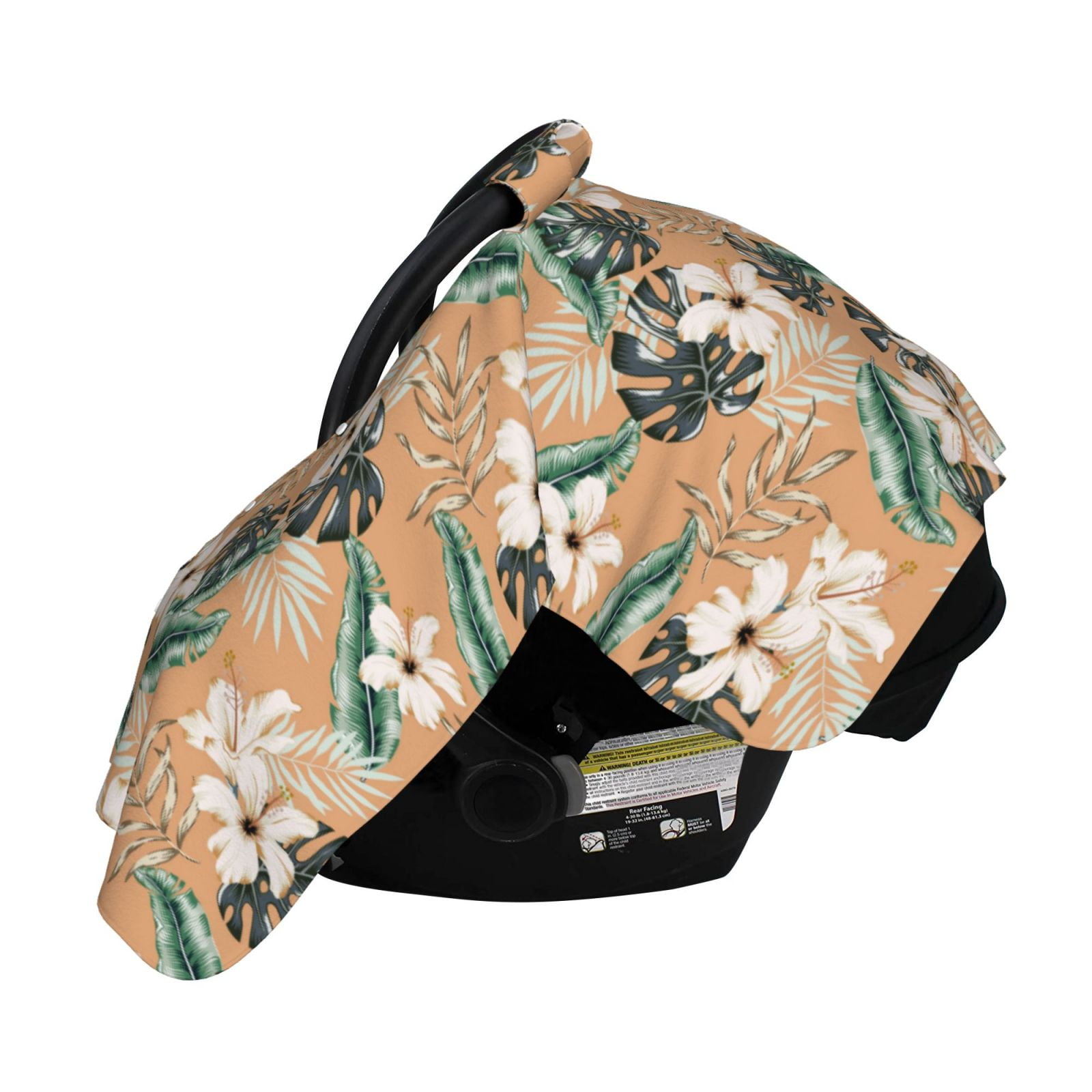 Naloa Tropical Leaves Flower Baby Car Seat Cover, Breathable Baby Carrier Cover, Multiuse Baby Carrier Cover & Nursing Breastfeeding Cover