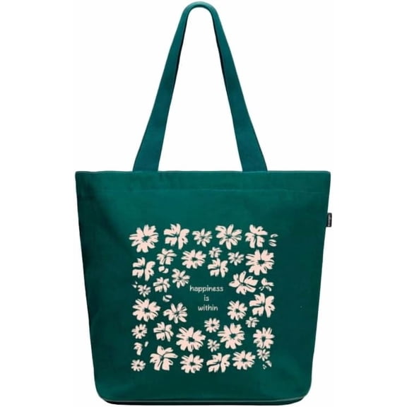 Ecoright Tote Bag for Women, Zipper Tote Bag for Women Work with Pocket, Large Canvas Bag for Shopping, Beach, Yoga