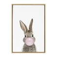 thumbnail image 2 of Kate and Laurel Sylvie Bubble Gum Bunny Framed Canvas Wall Art by Amy Peterson Art Studio, 23x33 Natural, Cute Whimsical Animal Art for Wall, 2 of 6