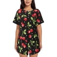 thumbnail image 1 of Balery Sweet Red Cherry Conjunto de Pijama para Mujer con Estampado, Dos Piezas de Manga Corta y Shorts, Ropa de Dormir Suave con Cuello Redondo y Bolsillos-XX-Large, 1 of 6