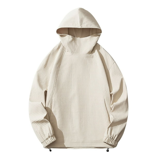 Gibobby Sudadera polar hombre Sudadera con Capucha para Hombre(Beige,M)