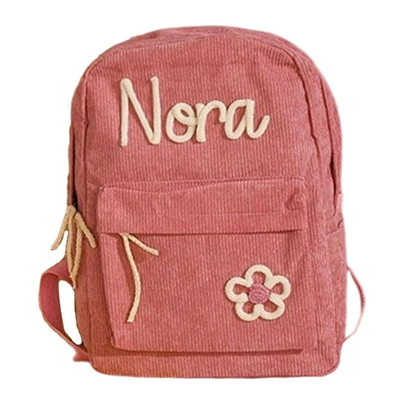 Mochila de pana con el nombre de tu hijo personalizada con cordón bordado al hombro personalizada para la vuelta al cole para niños y niñas