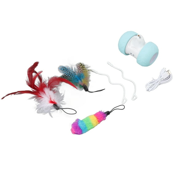 Juguetes interactivos para gatos, pelota eléctrica chirriante rodante, recargable por USB, juguetes automáticos inteligentes para gatitos con iluminación LED, modelo de rata de pie.