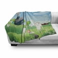 thumbnail image 3 of Farmhouse Soft Flannel Fleece Throw Blanket, Pleasant Farm Life Illustration with Colorful Houses Green Meadows Happy Goats, Cozy Plush for Indoor and Outdoor Use, 70" x 90", Multicolor, by Ambesonne, 3 of 6
