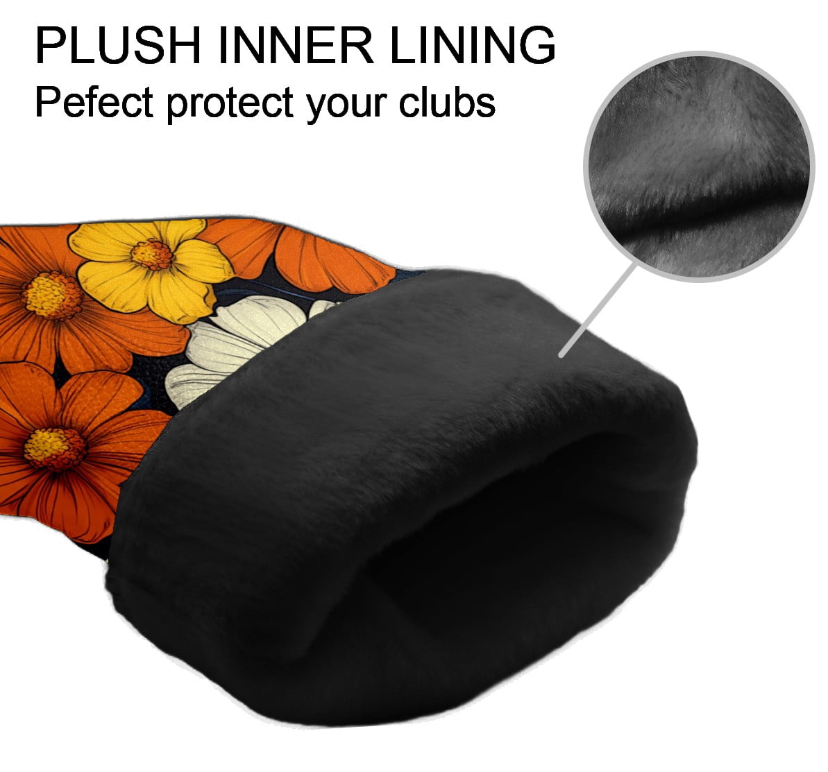 Golf Club Covers PU Leather Waterproof Head Covers for Fairway Woods Hybrids Orange Yellow Flowers
