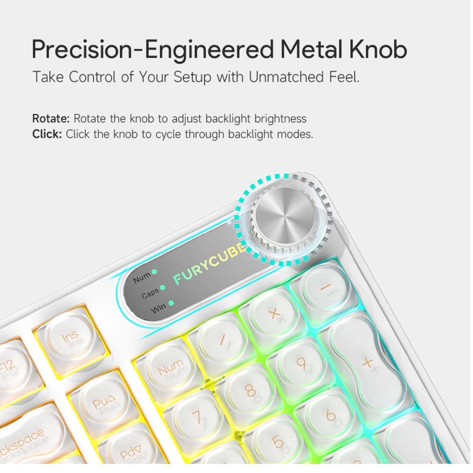 98-Key Wired RGB Membrane Keyboard with MOA Quiet PBT Keycaps, USB-C Connection, Waterproof Design, Translucent Light Green Keycaps and Frame, Rotary Knob, Desktop Aesthetic Keyboard