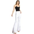 thumbnail image 2 of JC & JQ JEANS Women's High Rise Ripped Fringe Denim Flares (M, White), 2 of 3