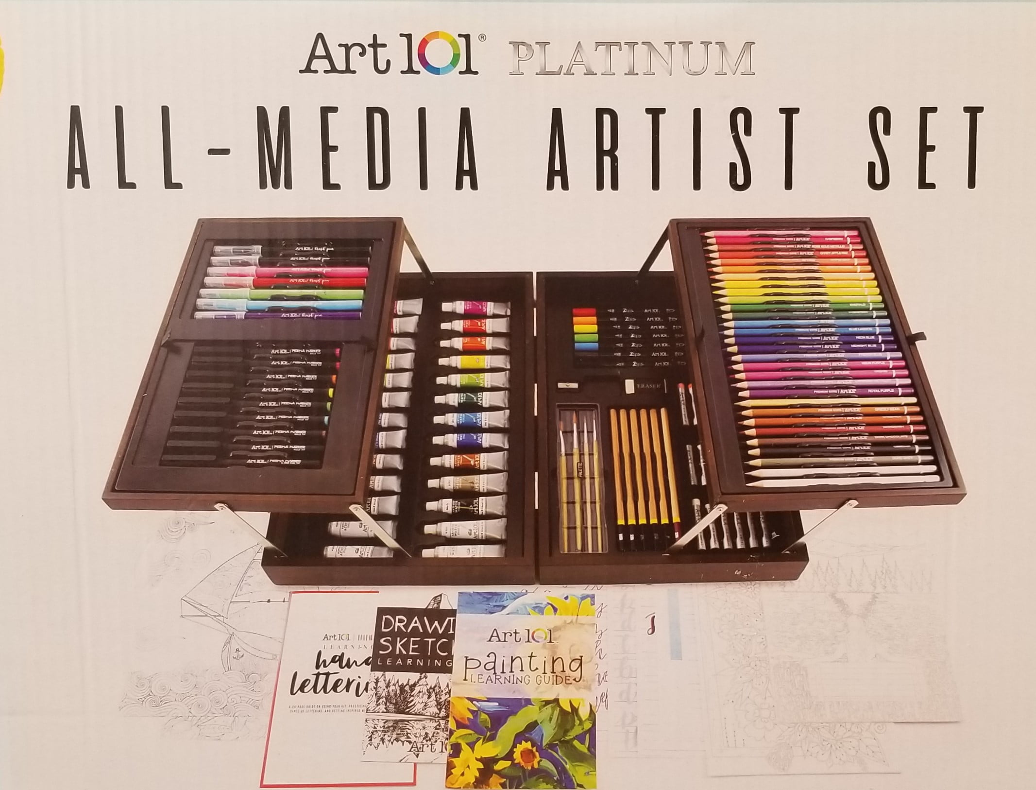 Art 101 Platinum 143 Piece All Media Artist Set With Wooden Organizer