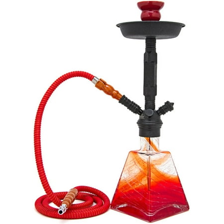 VAPOR HOOKAHS PENTAGON 19 INCH COMPLETE HOOKAH SET: Portable with single hose capability and multi hose capability up to 2 Hoses. This shisha pipe has a clear glass