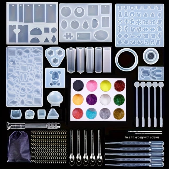 Epoxy Resin Silicone Mold Kit For Making Earrings, Necklaces, Pendants, Keychains, DIY Jewelry Epoxy Mold - Small Resin Mold Set