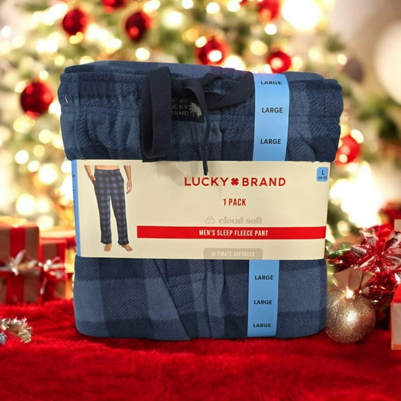 Lucky Brand Men's Sleep Fleece Pant, Blue, Large