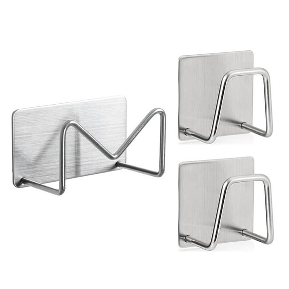 3-Pack Stainless Steel Sponge Holder for Kitchen Sink - Rustproof Brushed SUS304 Sponge Caddy Organizer, Wall/Surface Mount, Drainage Design