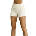 thumbnail image 1 of Gupgi Women Slim Ribbed Shorts Solid Color Fold Over Waist Short Pants Summer Yoga Shorts, 1 of 9