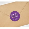 thumbnail image 3 of Darling Souvenir Personalized Bride Groom Names And Date Envelope Seals Round 45 Pcs Heart Calligraphy Save The Date Stickers - Violet, 3 of 4